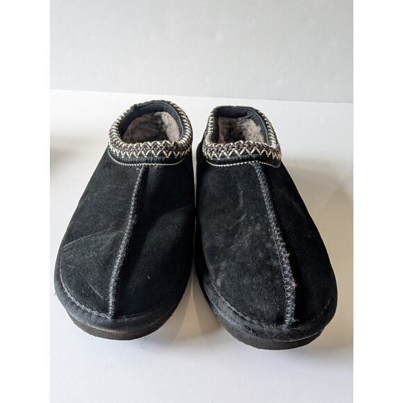 QUINCE Black Suede 100% Australian‎ Shearling Lined Clog Slippers Women's 8 - Picture 4 of 13